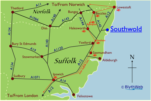 Location of Southwold in Suffolk